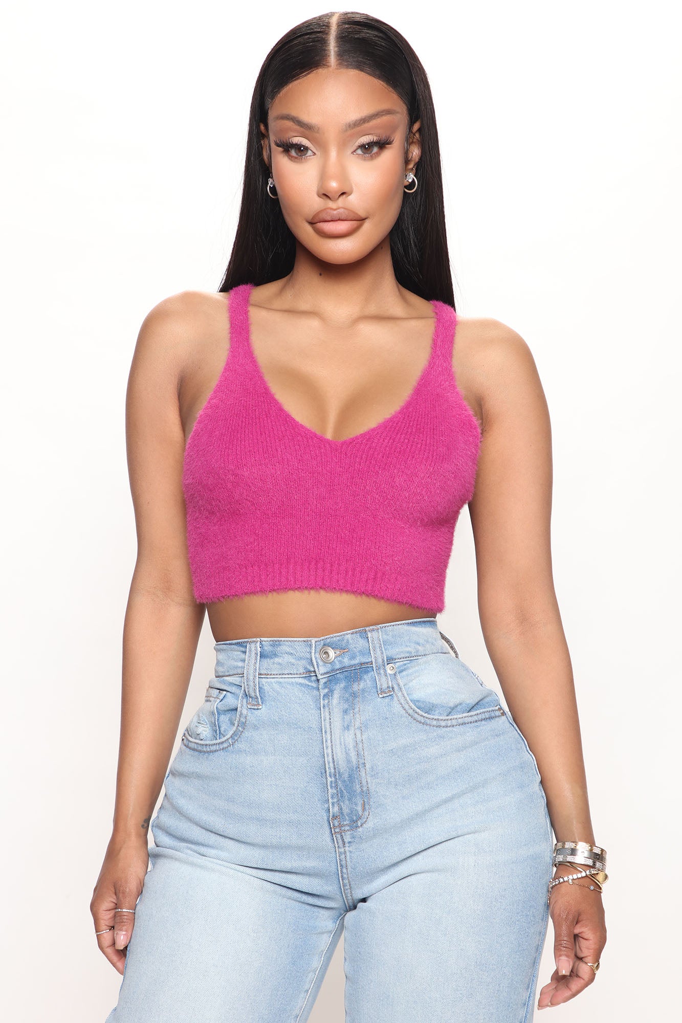 Meant To Be Fuzzy Sweater Top Raspberry Fashion Nova Sweaters