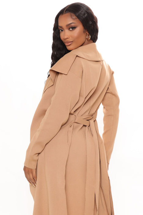Camel belted deals cardigan