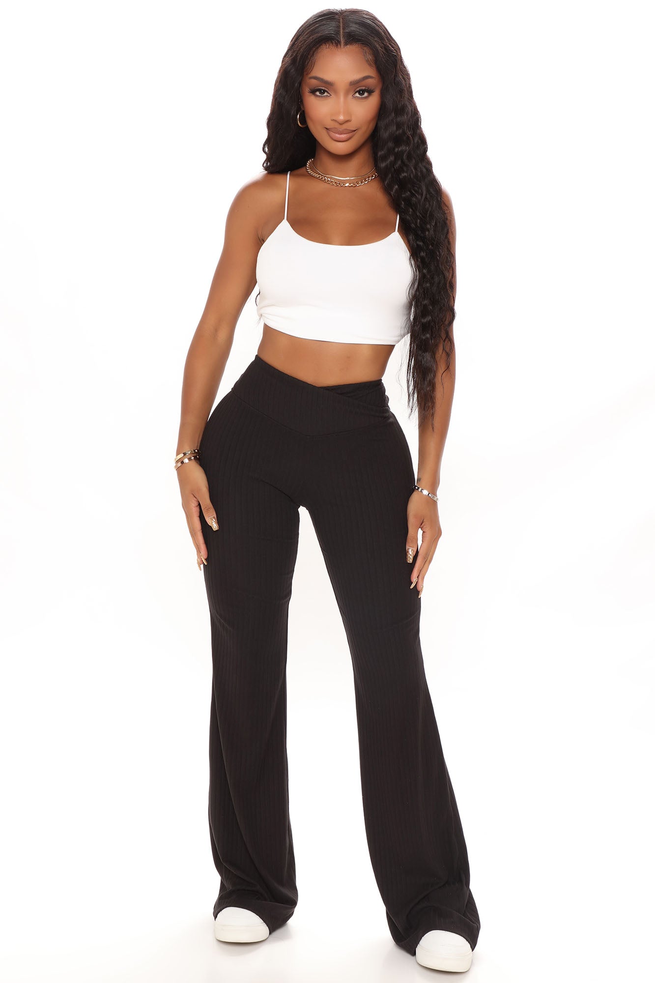 Opposites Attract Ribbed Flare Pant - Black, Fashion Nova, Pants