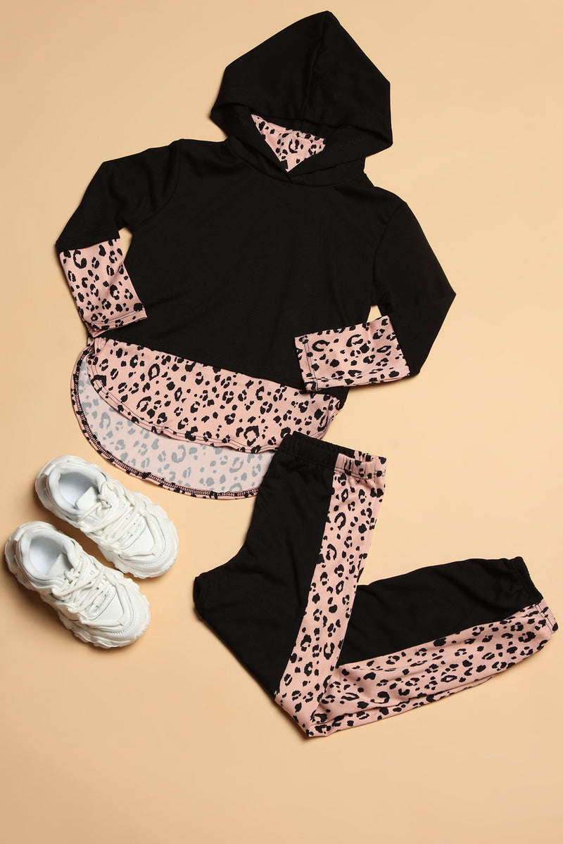 Mini Wild And Cute Jogger Set Black/Pink Fashion Nova, Kids Sets