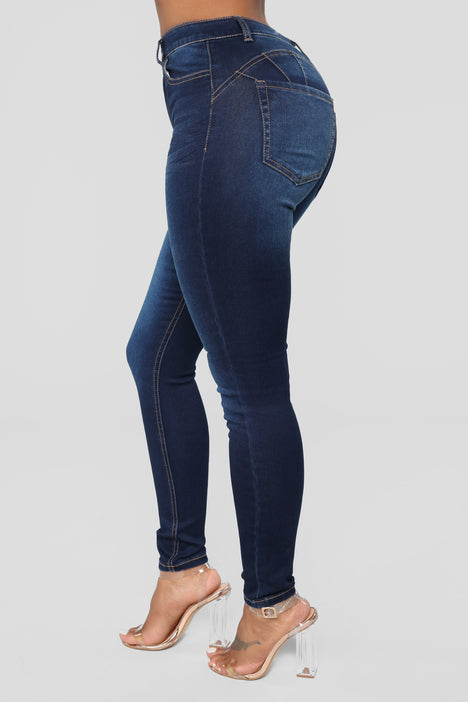 Alexa High Rise Booty Lifter Skinny Jeans Dark Denim