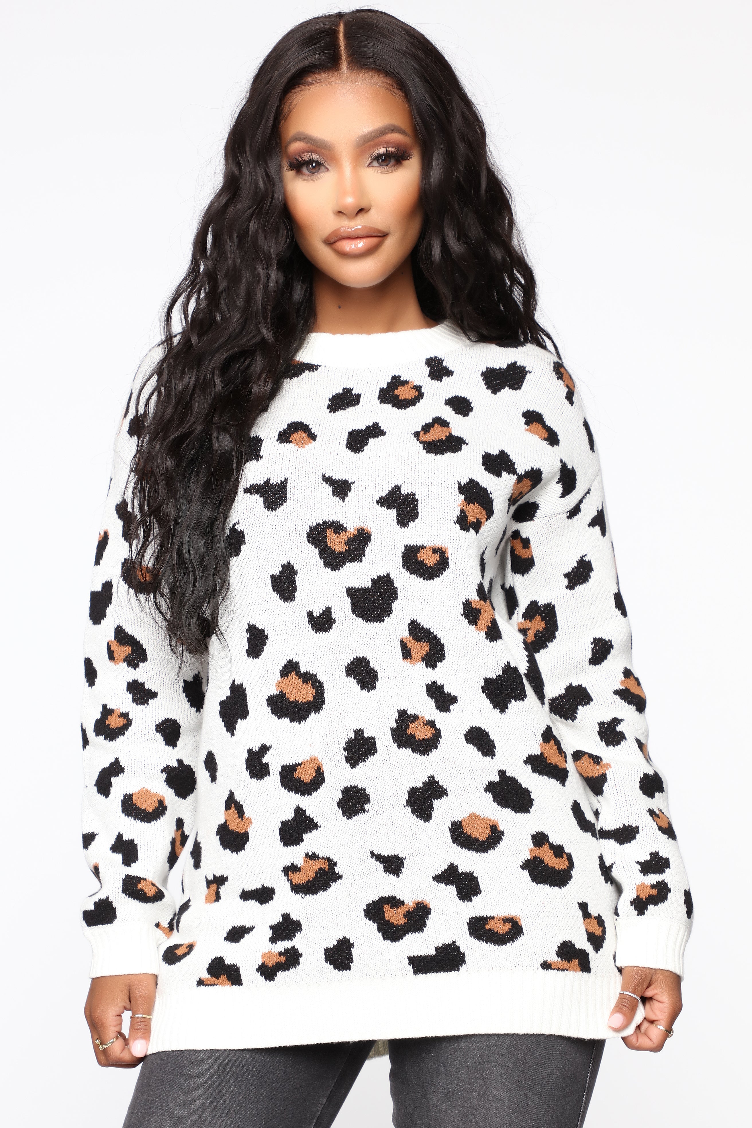 White shop leopard sweater