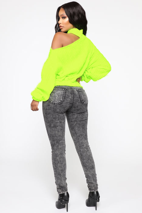 Cut Me Off Sweater Neon Yellow Fashion Nova Sweaters