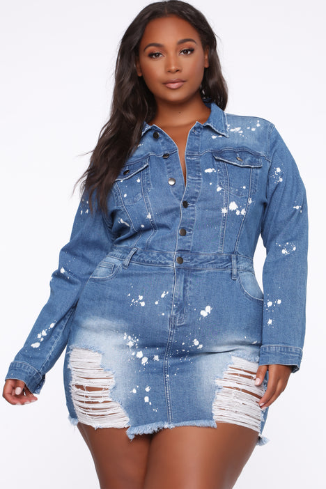 Fashion nova plus 2025 size denim dress
