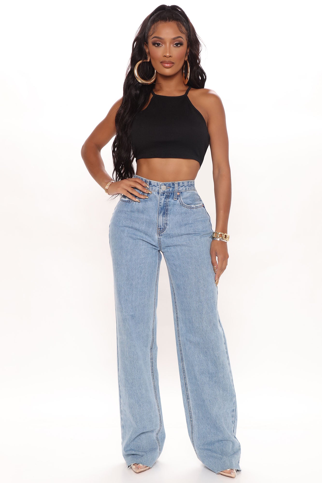 Winona 90's Wide Leg Jeans - Medium Blue Wash, Fashion Nova, Jeans