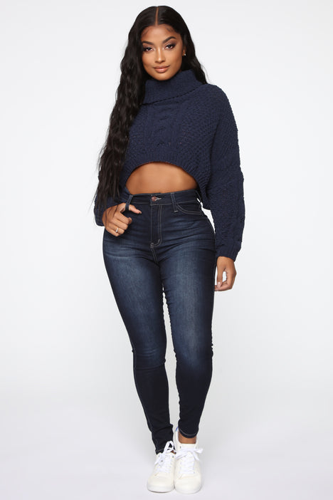 Swing My Way High Rise Skinny Jeans - Dark Denim