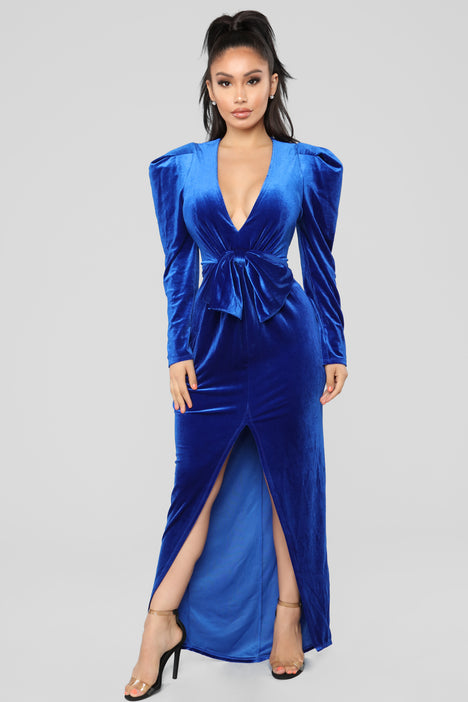 Fashion nova shop blue velvet dress