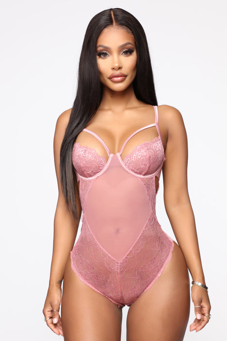 Don t Walk Away Lace Teddy Bodysuit Dusty Rose Fashion Nova