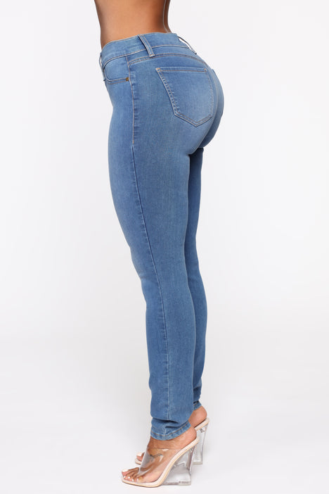 Medium Fashion Nova, Flex Mid Fashion | Strong Blue Skinny Jeans | Game Nova Rise Jeans - Wash