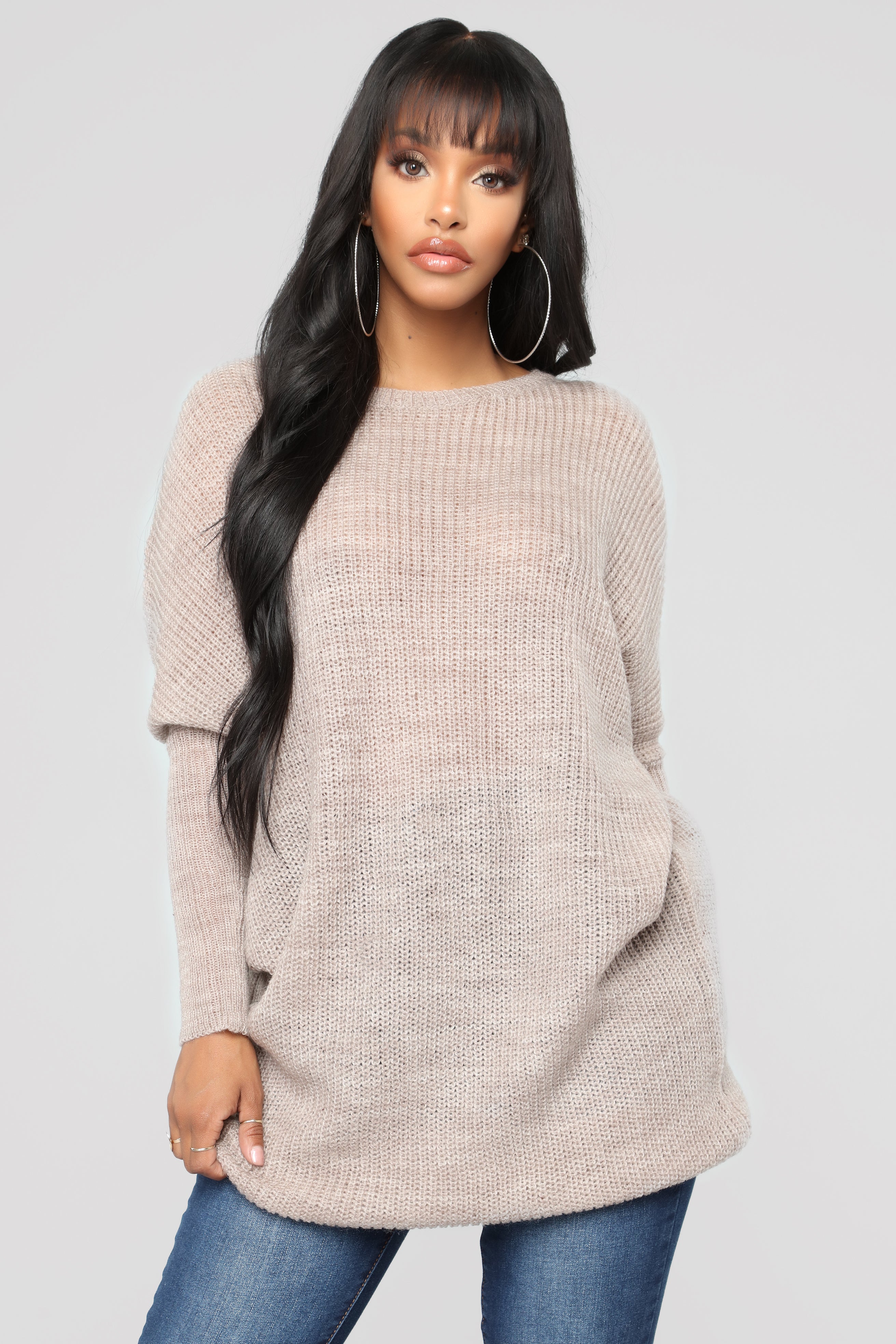 Alyssa Oversize Sweater Dress Taupe Fashion Nova Sweaters