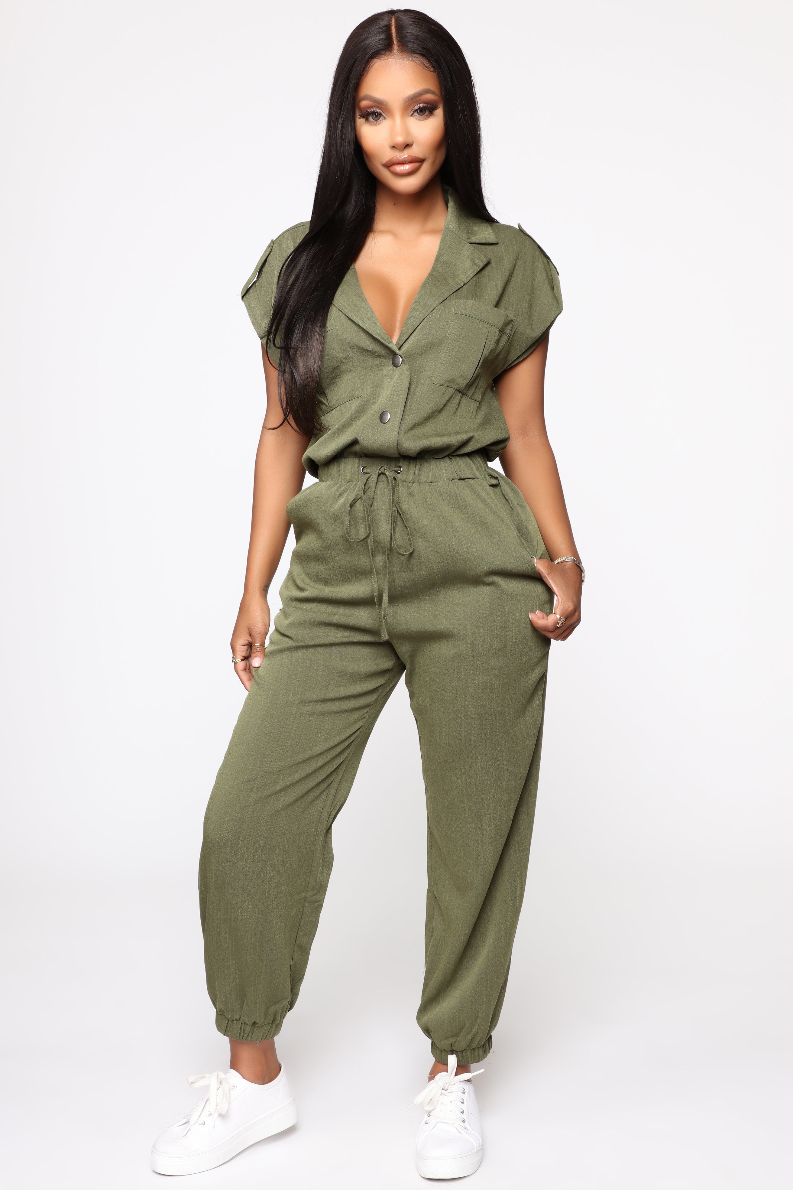 Olive green utility jumpsuit new arrivals