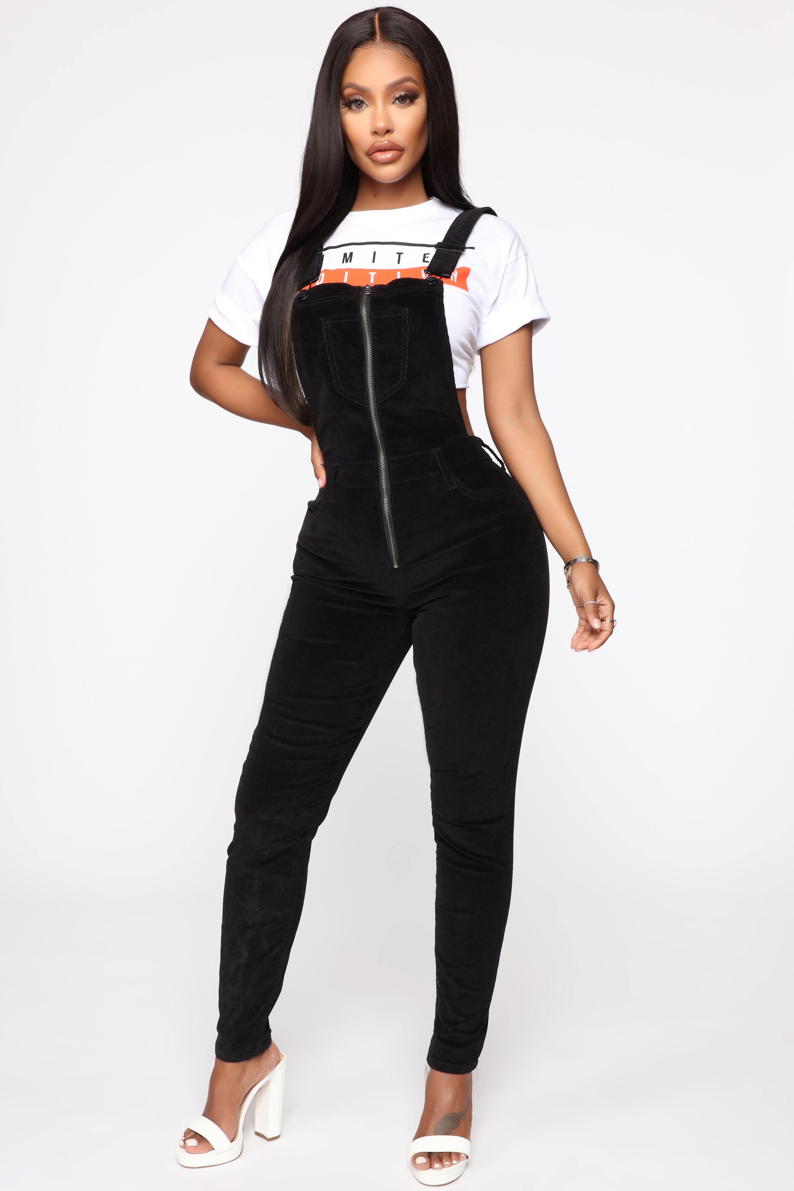 Take Me Back Corduroy Overalls Black