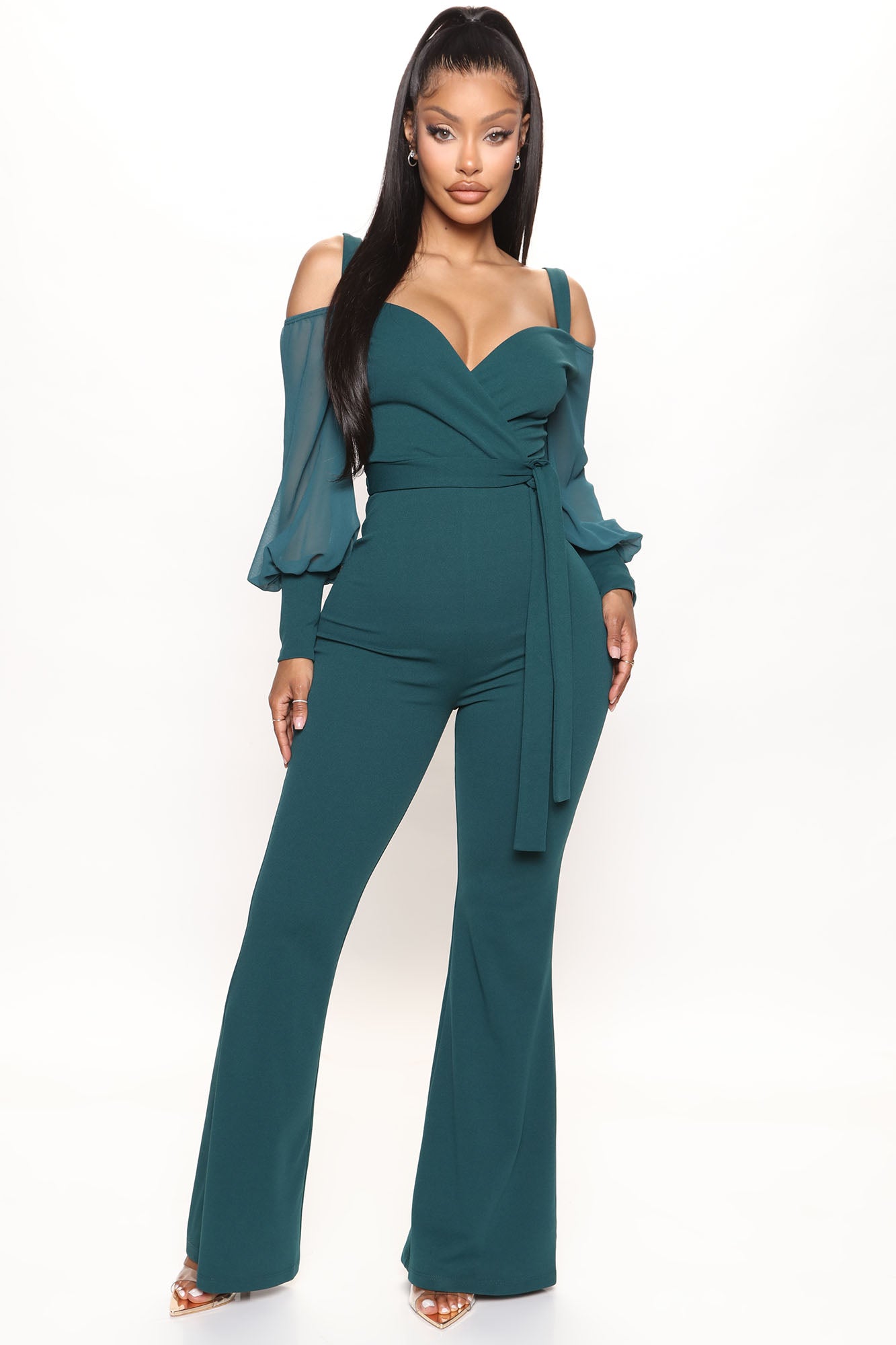 Fashion nova off on sale the shoulder jumpsuit