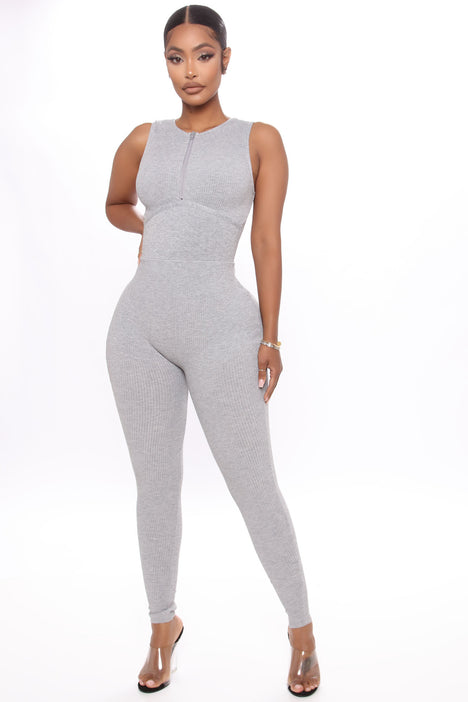 Essential Ribbed for Days Jumpsuit Heather Grey Fashion Nova