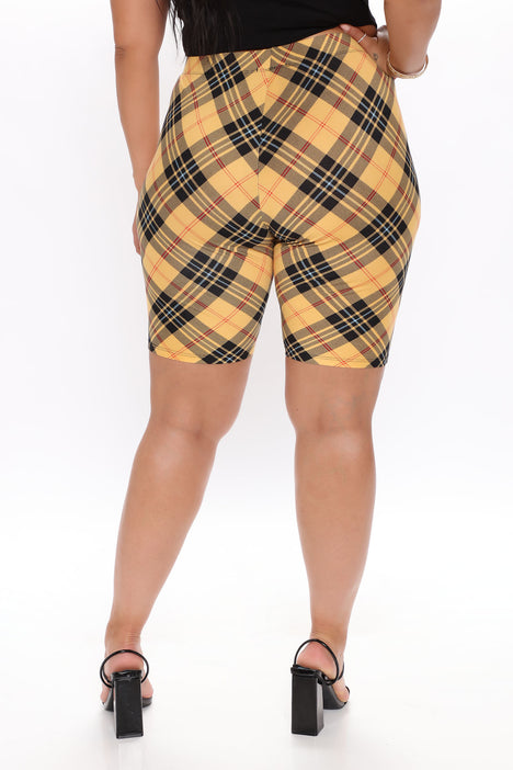 Yellow plaid biker discount shorts