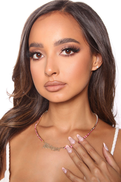 Babygirl A Baddie Necklace Pink combo
