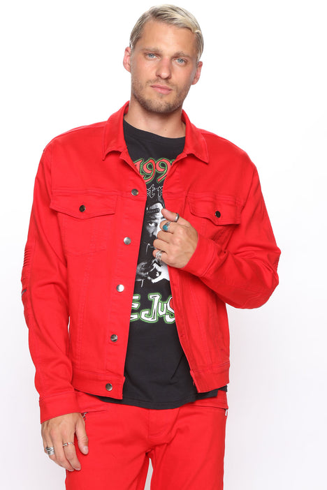 Red denim jacket best sale size 20