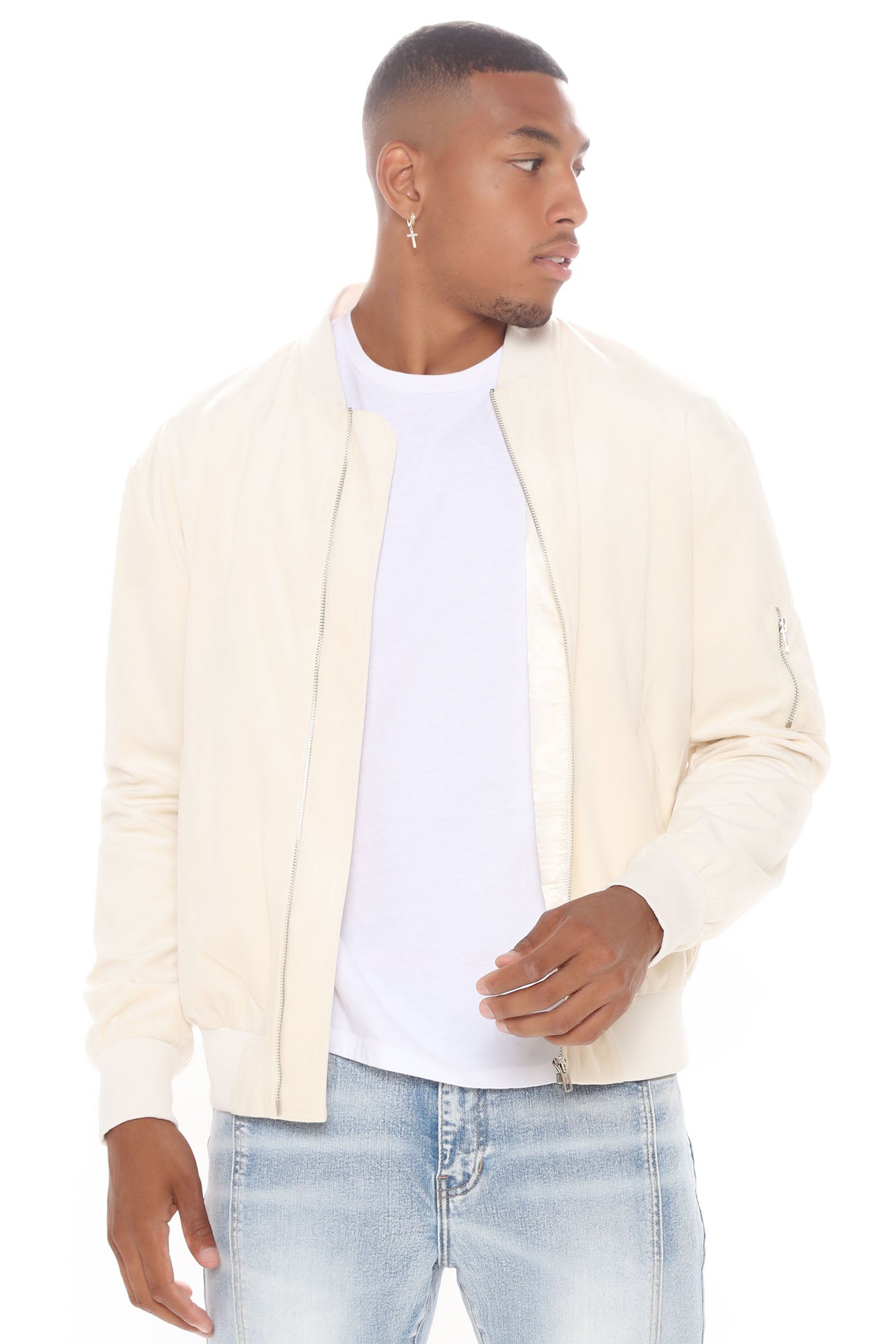 Mason Velour Bomber Jacket - Off White, Fashion Nova, Mens Jackets