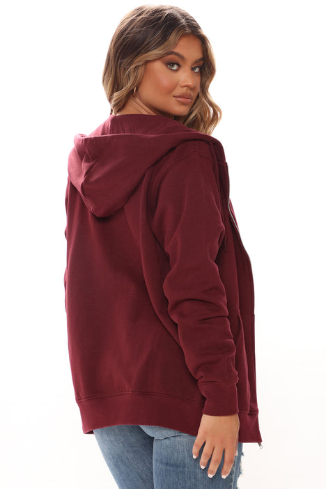 Womens burgundy sales zip up hoodie