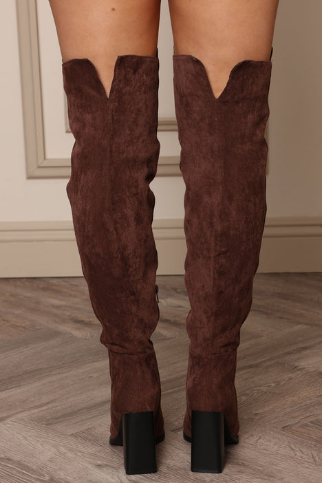 Chocolate brown over the knee boots cheap