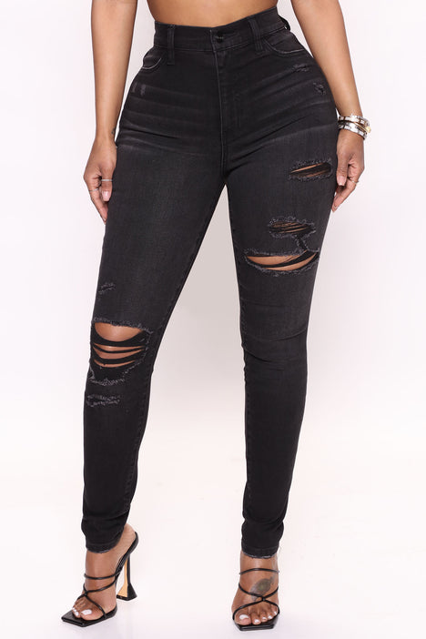 Black ripped jeans curvy hotsell