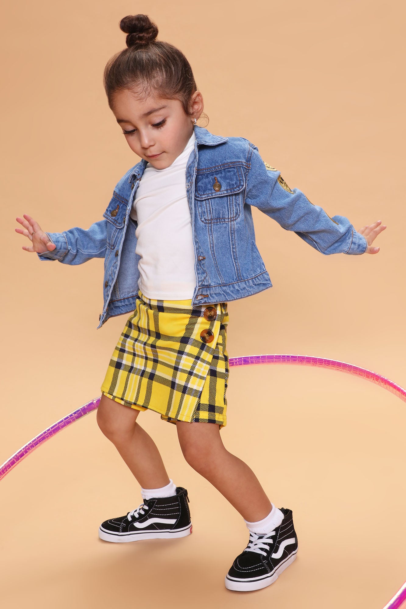 Plaid skater skirt yellow hot sale