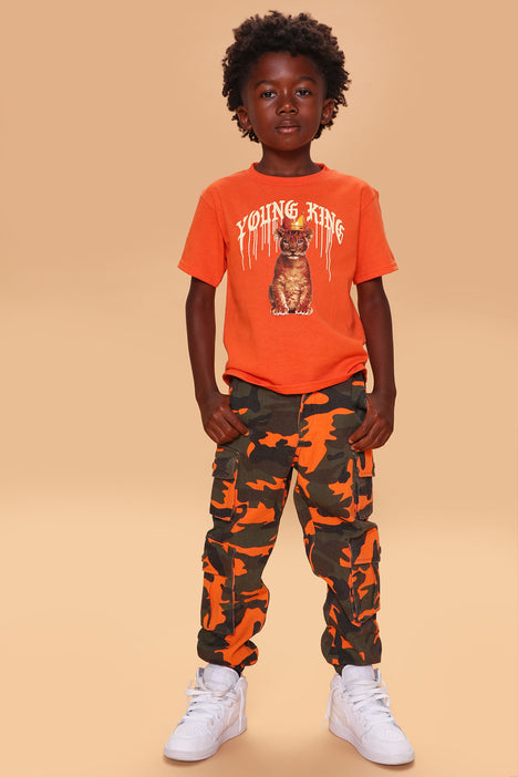 Mini Camo Game Strong Cargo Joggers Orange combo Fashion Nova