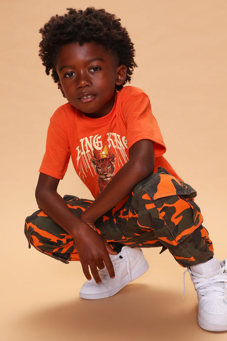 Mini Camo Game Strong Cargo Joggers Orange combo Fashion Nova