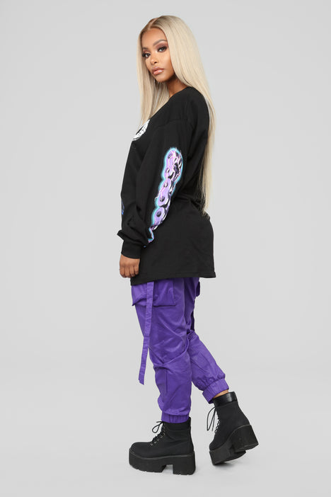 Purple camo pants fashion nova store