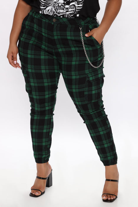 Green plaid 2025 joggers