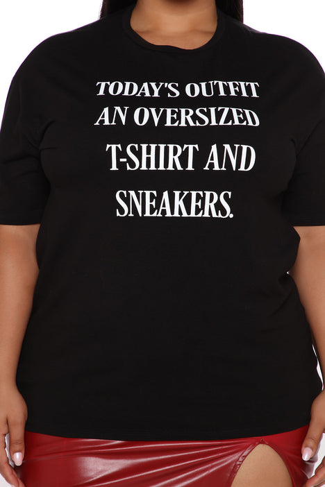 Today's outfit is an sales oversized shirt and sneakers