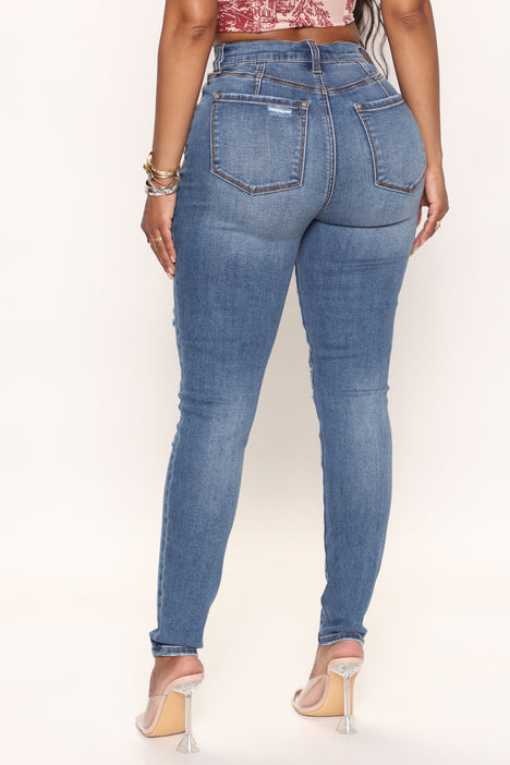 Classic Curvy Ripped Skinny Jeans Medium Wash Fashion Nova