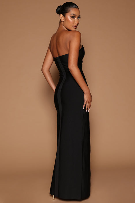 Own the night black strapless discount maxi dress