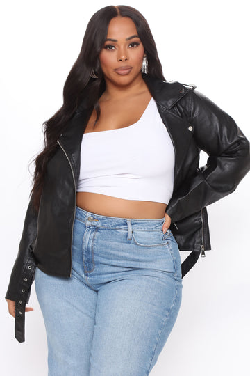Plus size sales pleather jacket