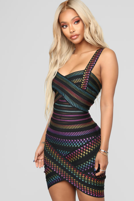 Rainbow dress fashion nova cheap