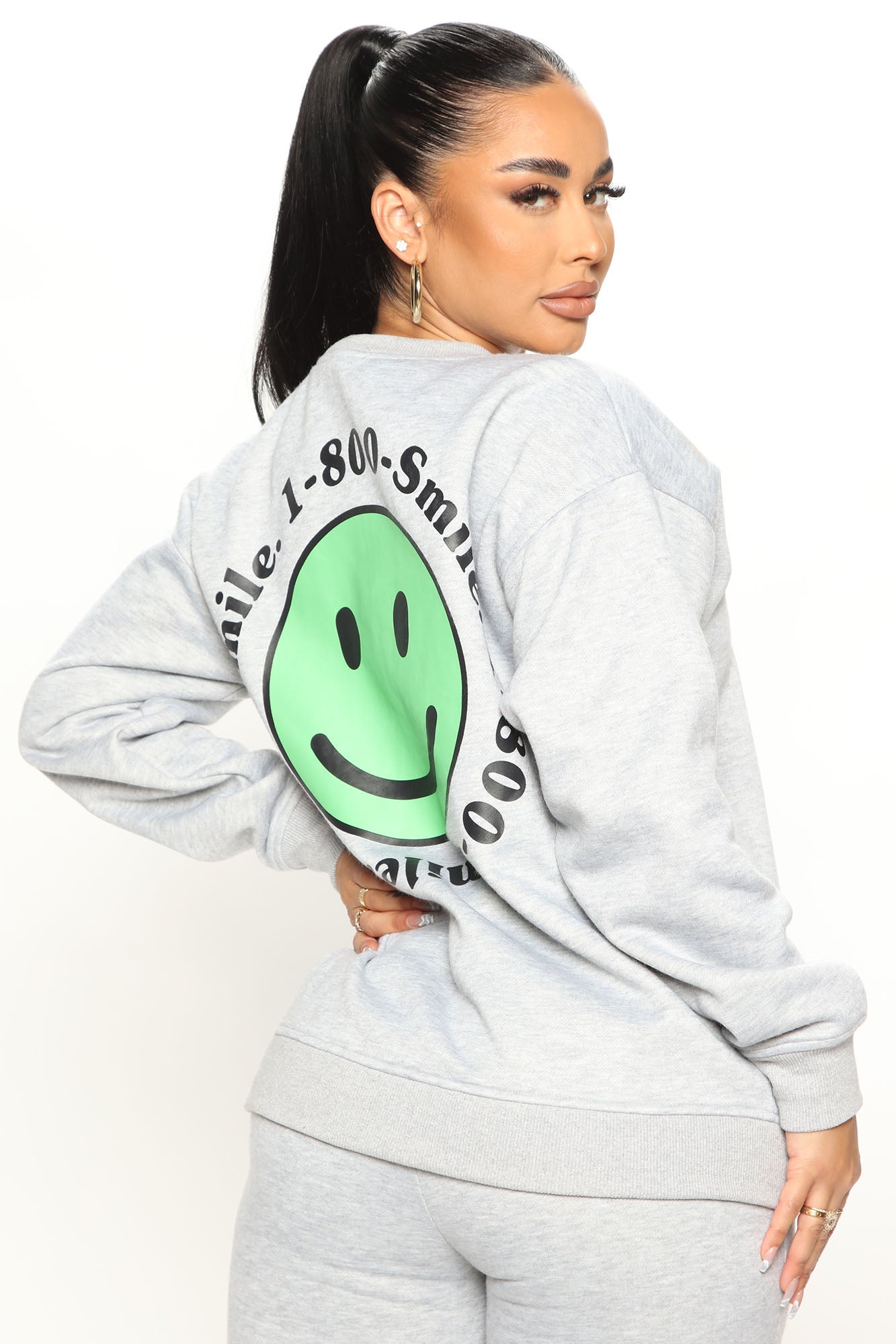 1 800 Smile Happy Face Sweatshirt - Heather Grey | Fashion Nova, Screens  Tops and Bottoms | Fashion Nova