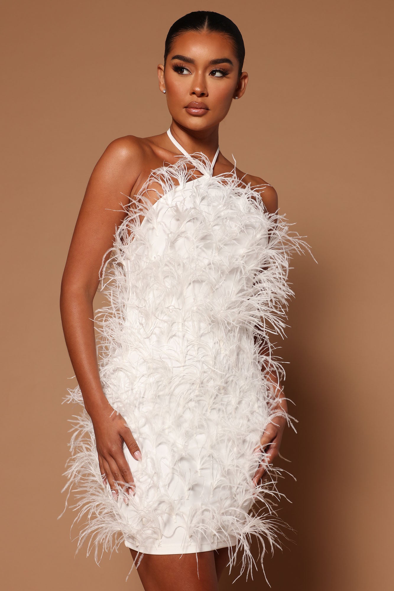 White feather mini dress store