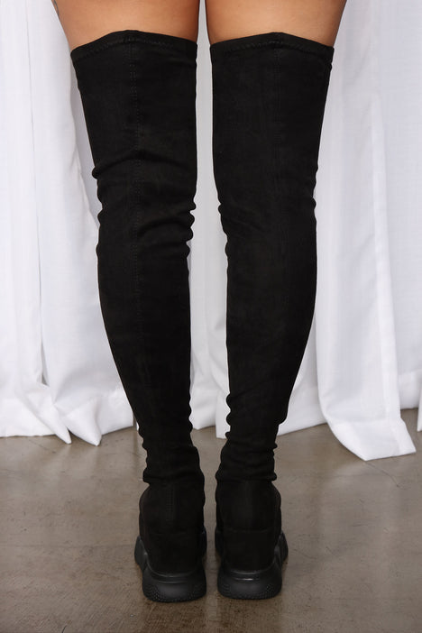 Fashion nova black thigh high boots hot sale