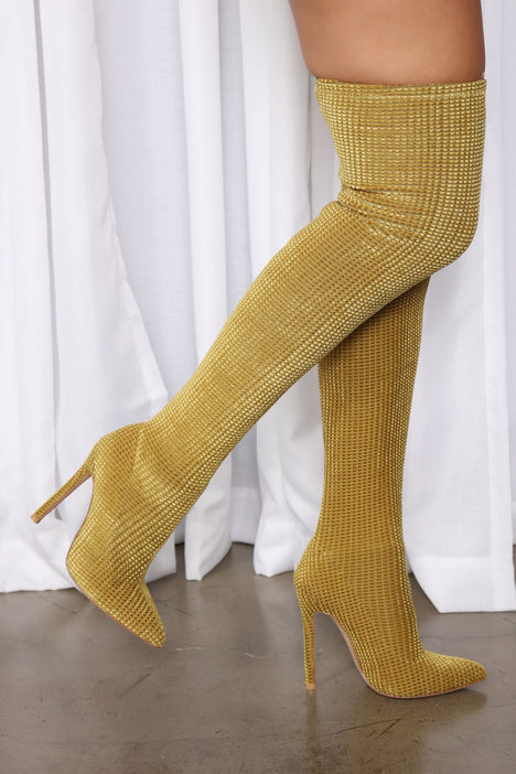 Swiping Right Over The Knee Boots Mustard Fashion Nova Shoes