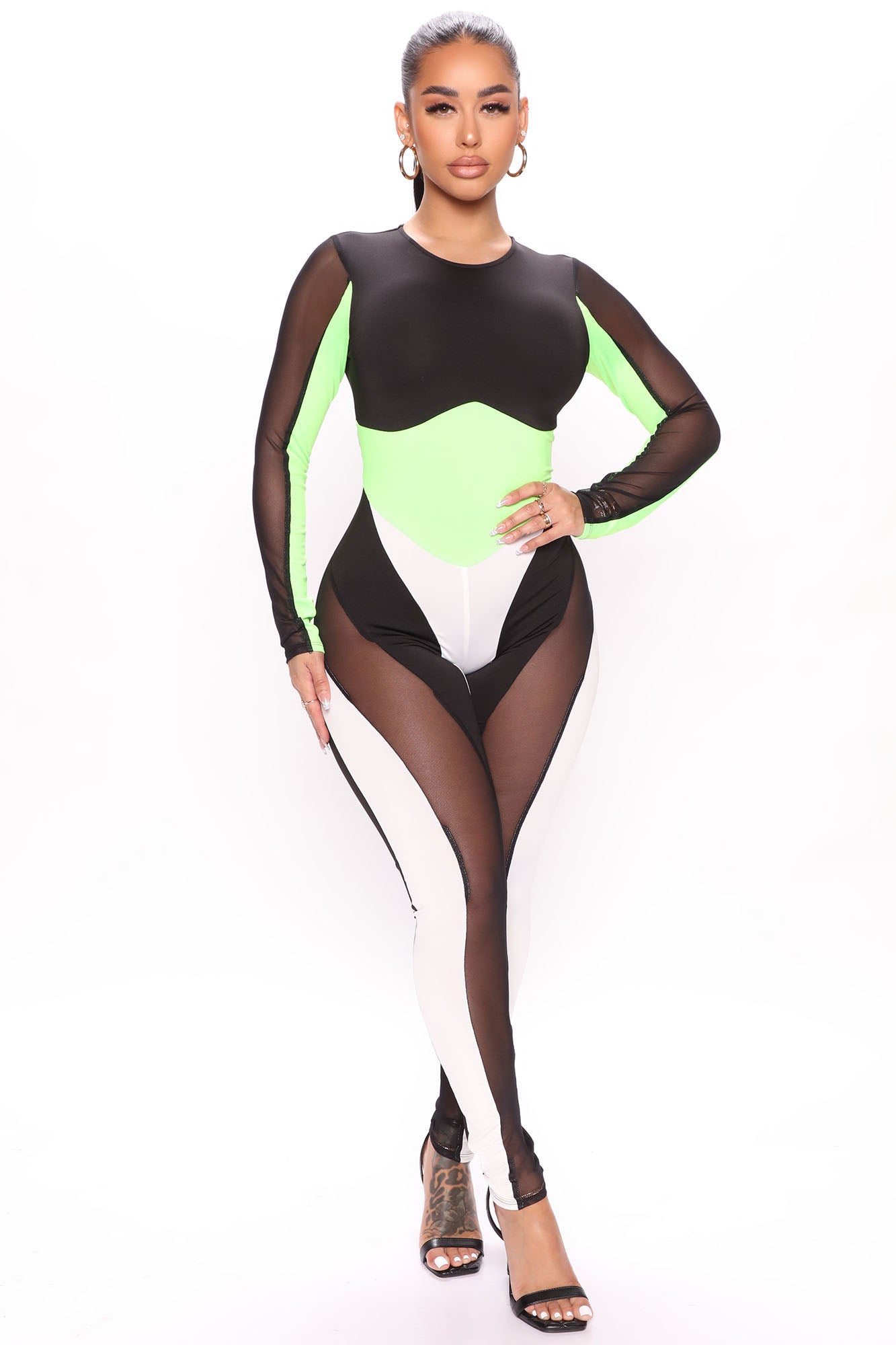 Lets Race Color Block Jumpsuit Neon Yellow Fashion Nova