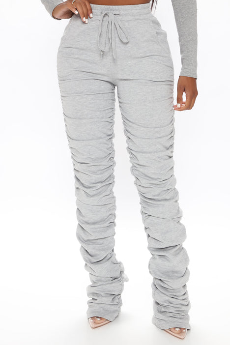 Curves And Chill Stacked Pant - Heather Grey