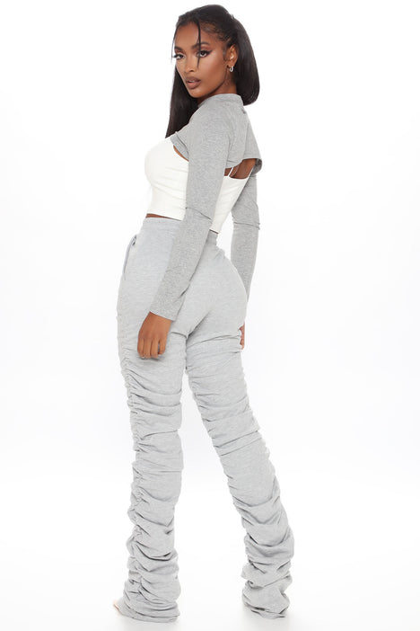 Curves And Chill Stacked Pant Heather Grey