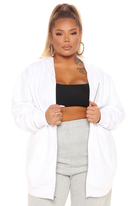 Plus size white hotsell zip up hoodie