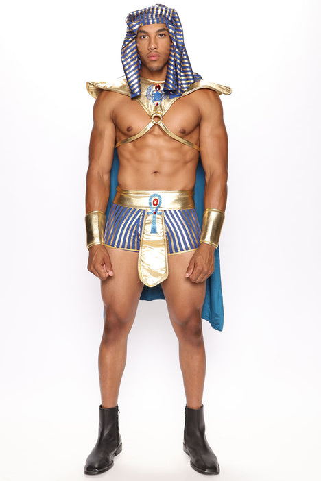 Pharaoh King 5 Piece Costume Set - Gold/Blue
