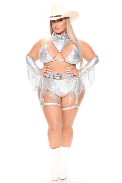 Silver cowgirl costume top