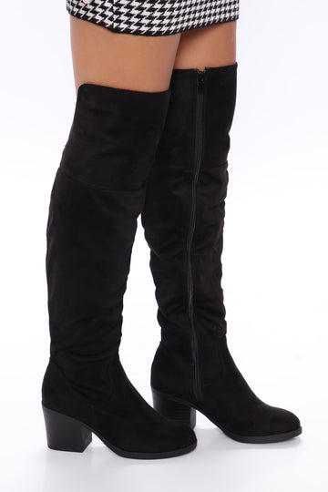 Pretty in thigh high boots fashion nova sale