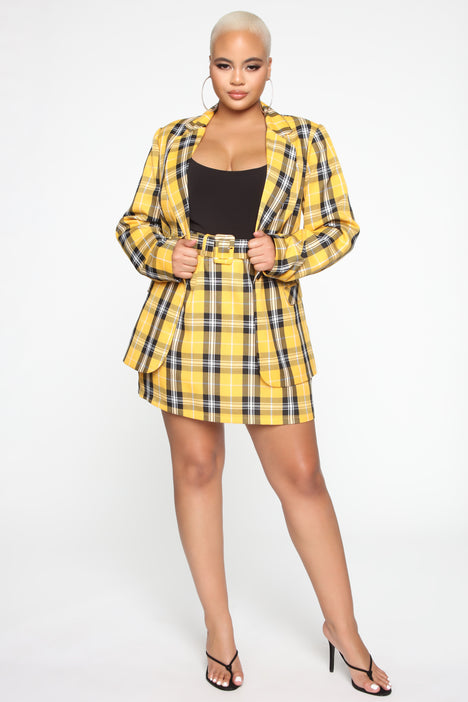 Yellow plaid shop skirt and jacket