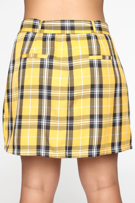 Plus size yellow plaid skirt and jacket new arrivals