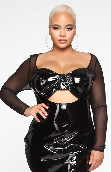 Mesh With Vinyl Cutout Mini Dress - Black | Fashion Nova, Dresses | Nova