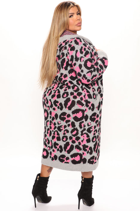 Hot pink online leopard cardigan